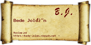 Bede Jolán névjegykártya